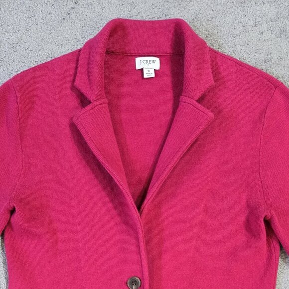 J. Crew 100% Cotton Dark Pink Button-Up Sweater Blazer Preppy Barbie G9309 - Picture 4 of 9
